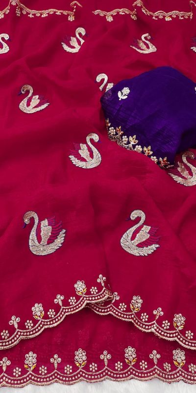 BT 1284 Red Crunchy Chiffon Saree Perfect for Wedding, Party, Ethnic Day, Ganesh Chaturthi, Sangeet . Best Price ₹1799. Delivery 4-6 Working Days | Sarees, Bollywood Sarees, Creative Sarees, Designer Sarees, Embroidered Sarees, Ethnic Saree, Modern Digital sarees, Party Wear Sarees