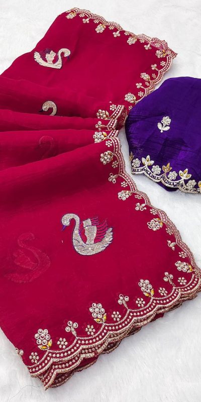 BT 1284 Red Crunchy Chiffon Saree Perfect for Wedding, Party, Ethnic Day, Ganesh Chaturthi, Sangeet . Best Price ₹1799. Delivery 4-6 Working Days | Sarees, Bollywood Sarees, Creative Sarees, Designer Sarees, Embroidered Sarees, Ethnic Saree, Modern Digital sarees, Party Wear Sarees
