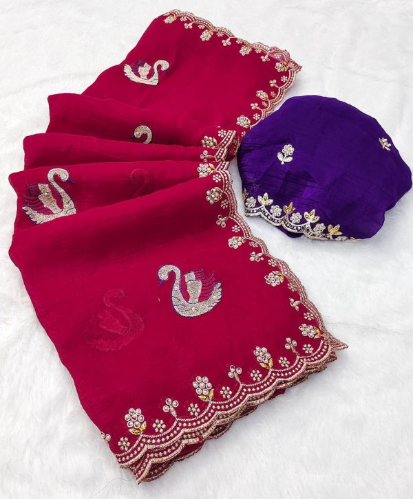 BT 1284 Red Crunchy Chiffon Saree Perfect for Wedding, Party, Ethnic Day, Ganesh Chaturthi, Sangeet . Best Price ₹1799. Delivery 4-6 Working Days | Sarees, Bollywood Sarees, Creative Sarees, Designer Sarees, Embroidered Sarees, Ethnic Saree, Modern Digital sarees, Party Wear Sarees