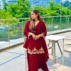 Red Georgette Sequence Moti Work Salwar Suit