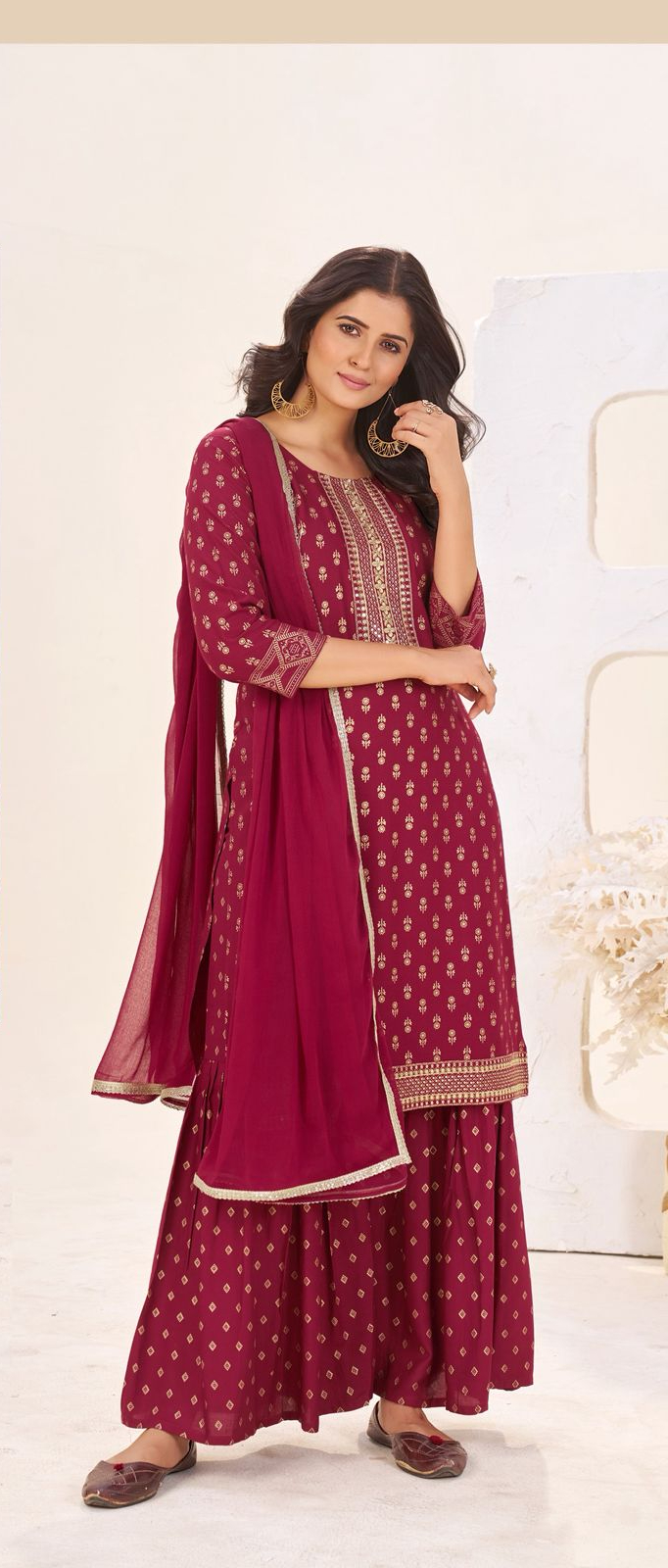 Red Rayon Lace Embroidery Work Salwar Suit