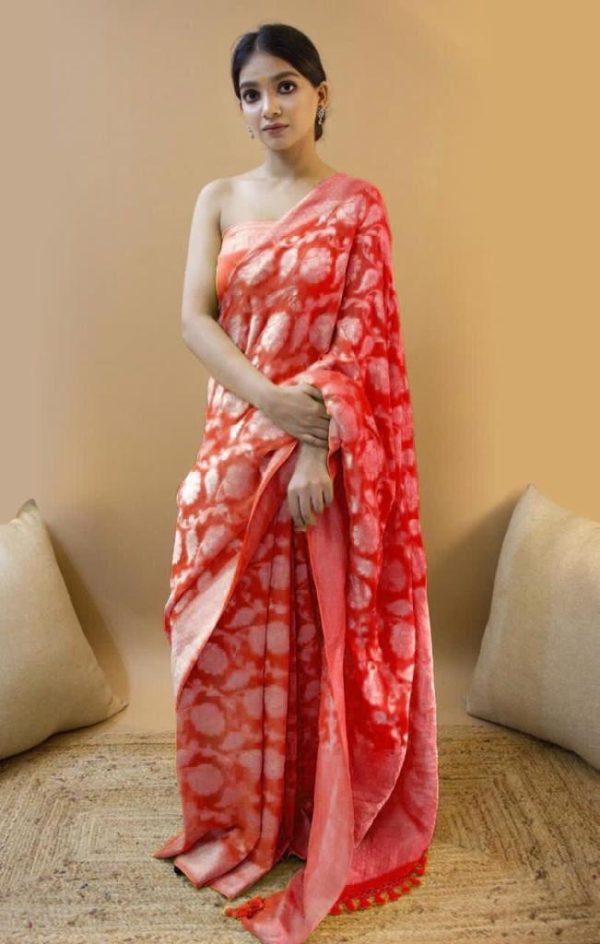 KP 1073 Red Soft Lichi Silk Saree Perfect for Wedding, Party, Sangeet, Ethnic Day, Festival Celebrations Get it for ₹1399. Delivery 4-6 Working Da | Sarees, Bollywood Sarees, Creative Sarees, Designer Sarees, Embroidered Sarees, Ethnic Saree, Modern Digital sarees, Party Wear Sarees