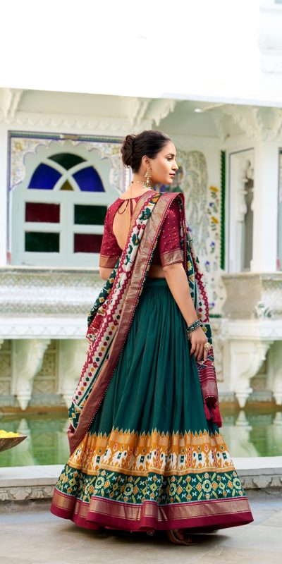 LNB 1219 Red Tasar Silk With Gotta Patti Work & Kalamkari Print Lehenga Choli . Best Price ₹2449. Delivery 4-6 Working Days. Shop now. | Lehenga, Bollywood Lehenga, Creative Lehenga, Designer Lehenga, Embroidered Lehenga, Party Wear Lehenga