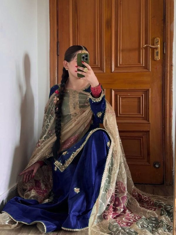 Royal Blue Chinon Embroidery Work Salwar Suit