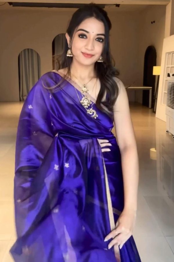 Royal Blue Lichi Silk Saree