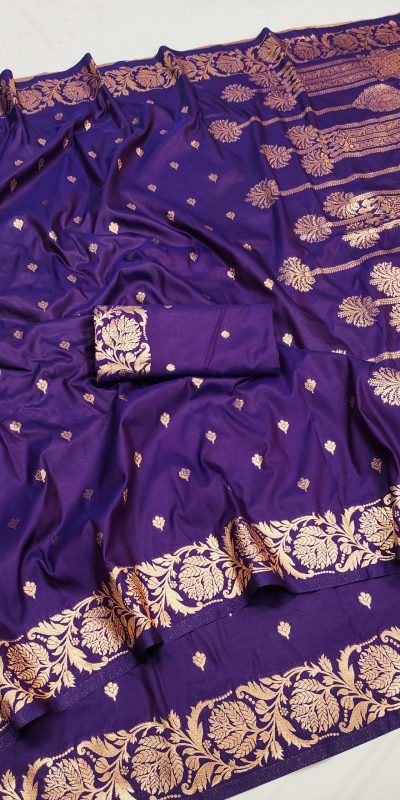 Royal Purple Banarasi Silk With Lace and Zari Work Saree