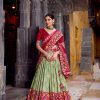 Sea Green Tasar Silk Sequins Embroidery Work Lehenga Choli