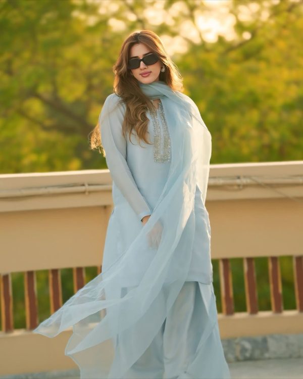Sky Blue Faux Georgette Embroidery Work Salwar Suit
