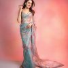 Sky Blue Soft Georgette With Mirror Work Saree