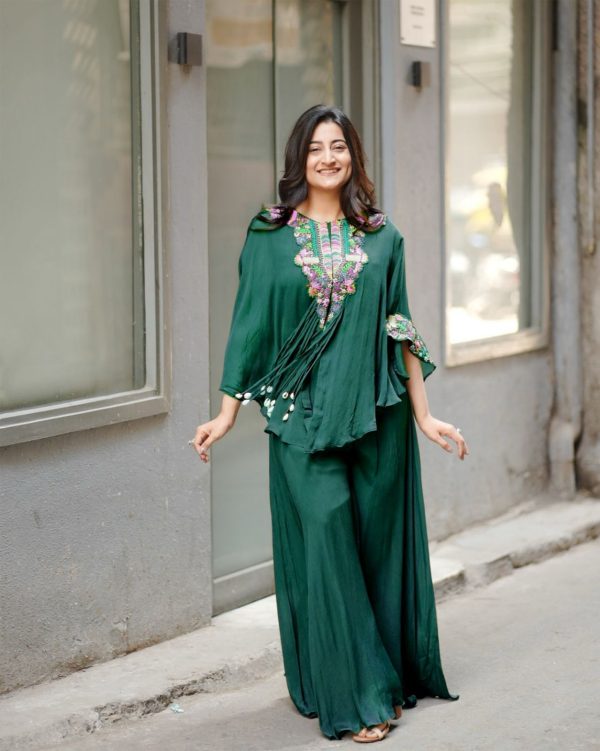 Teal Chinon Sequence Salwar Suit