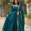 SSR 516 Teal Heavy Fandy Silk With Embroidery sequence Work Gown Perfect for Wedding, Party, Onam, Makar Sankranti, Traditional Day Special Price ₹ 2149 | Gowns, Bollywood Gowns, Creative Gowns, Designer Gowns, Embroidered Gowns, Party Wear Gowns