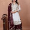 White Faux Georgette 5mm Embroidery Salwar Suit