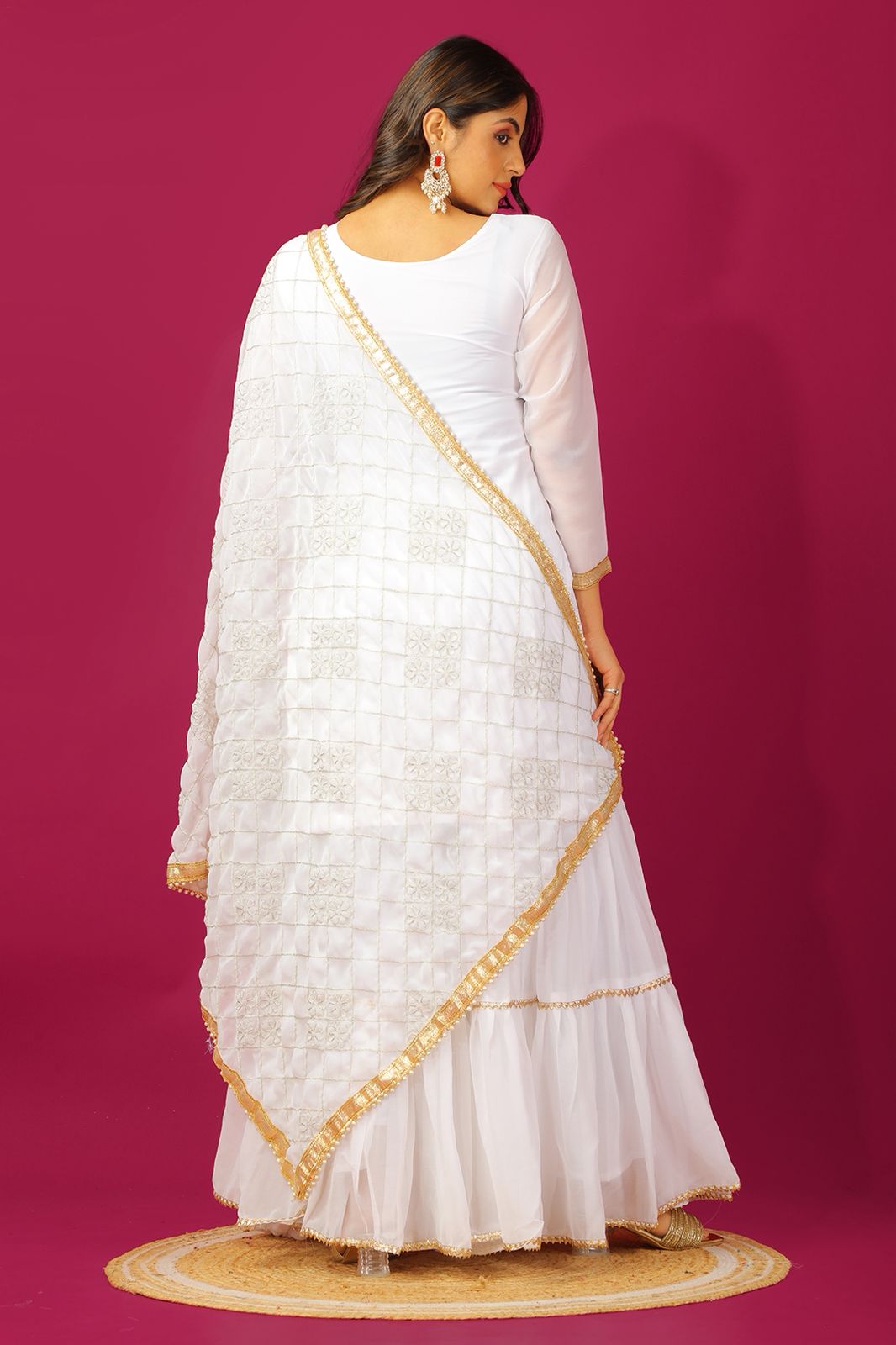 SR 1671 White Georgette Salwar Suit Perfect for Wedding, Party, Cultural Events, Temple Visit, Lohri Now at just ₹1799. Delivery 4-6 Working Days. | Jump Suits, Tops & Bottoms, Track Suits, Trendy Wear, Salwar suit, Designer Suits, Casual Suits, Creative suits, Palazzo Suits, Party Wear Suits, Patiala Suits, Straight Suits
