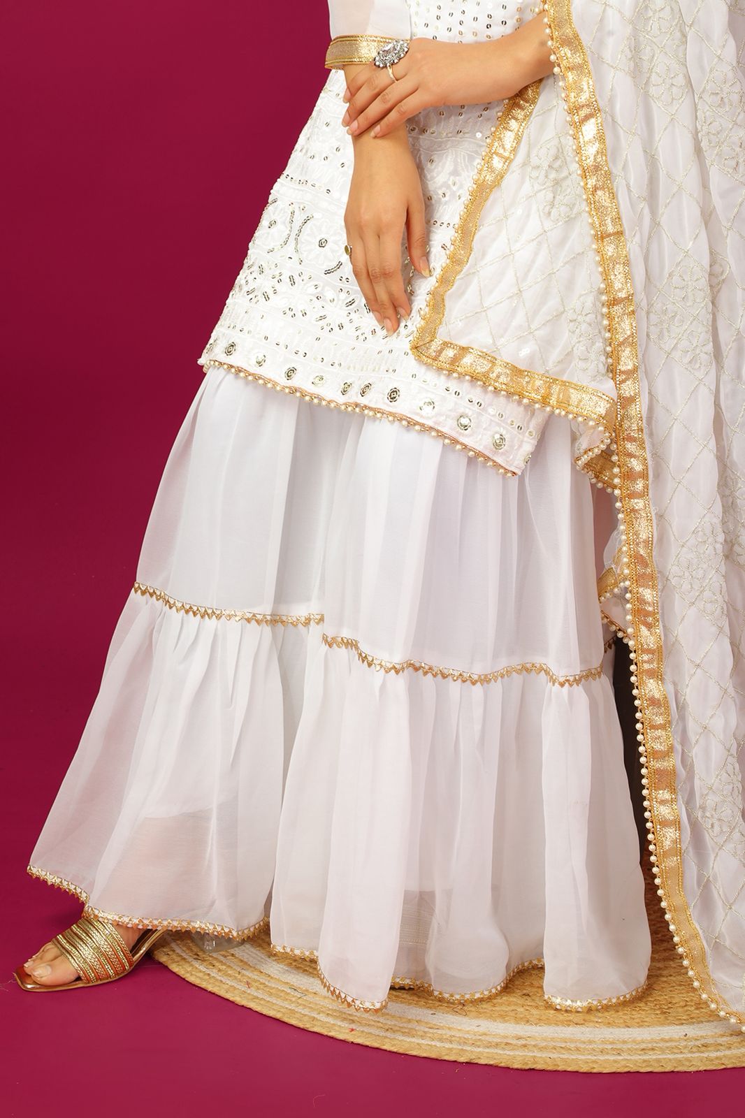 SR 1671 White Georgette Salwar Suit Perfect for Wedding, Party, Cultural Events, Temple Visit, Lohri Now at just ₹1799. Delivery 4-6 Working Days. | Jump Suits, Tops & Bottoms, Track Suits, Trendy Wear, Salwar suit, Designer Suits, Casual Suits, Creative suits, Palazzo Suits, Party Wear Suits, Patiala Suits, Straight Suits