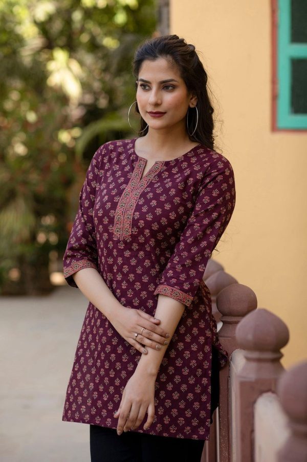 Lavender Cotton Printed Kurti