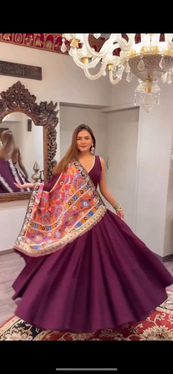 BE 393 Wine Crape Silk Lehenga Choli Perfect for Wedding, Party, Engagement, Anniversary, Traditional Day Get it for ₹1999. Delivery 4-6 Working | Lehenga, Bollywood Lehenga, Creative Lehenga, Designer Lehenga, Embroidered Lehenga, Party Wear Lehenga