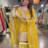 Yellow Chinon With Embroidery Work Salwar Suit