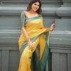Yellow Soft Lichi Silk With All Over Saree