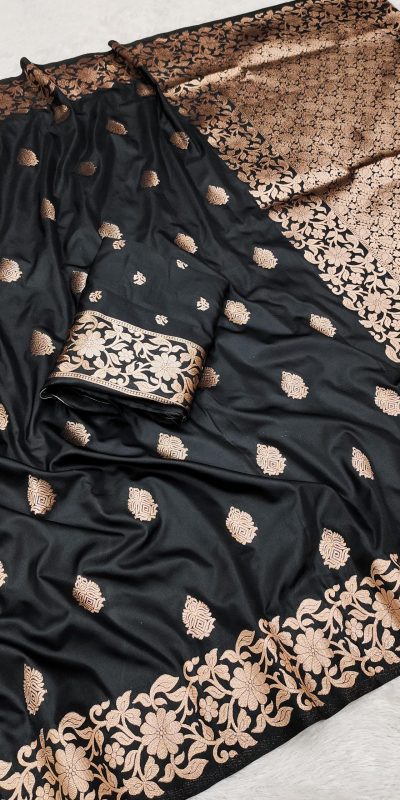 Black Banarasi Silk Lace Zari Work Saree
