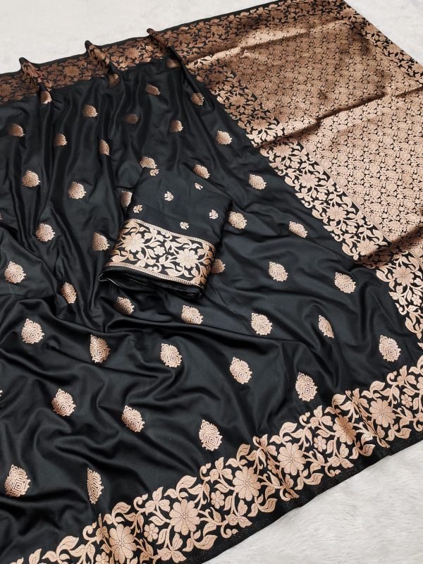 Black Banarasi Silk Lace Zari Work Saree