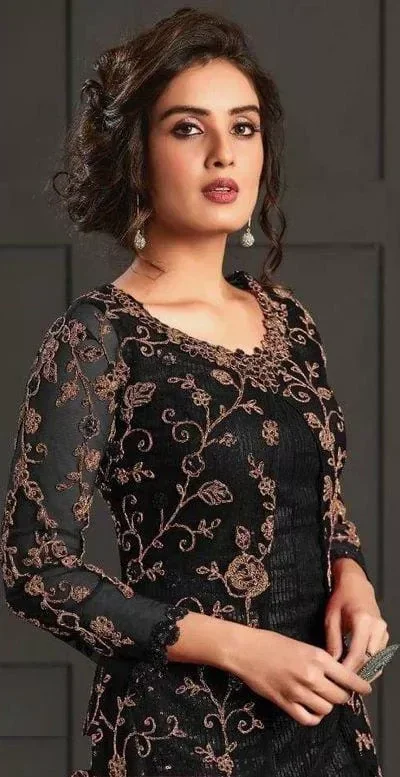 FC 4592 Black Net Salwar Suit with Stone Work. Wedding, Party, Festive, Events, Now at just ₹2449. Delivery 4-6 Working Days. Shop now. | Jump Suits, Salwar suit, Designer Suits, Casual Suits, Creative suits, Palazzo Suits, Party Wear Suits, Patiala Suits, Straight Suits