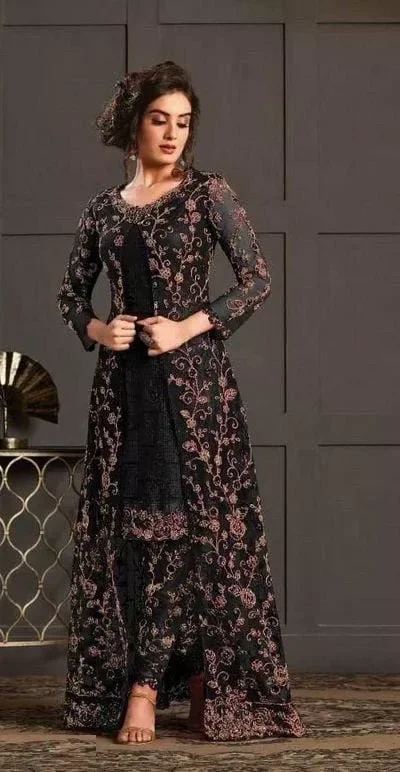 FC 4592 Black Net Salwar Suit with Stone Work. Wedding, Party, Festive, Events, Now at just ₹2449. Delivery 4-6 Working Days. Shop now. | Jump Suits, Salwar suit, Designer Suits, Casual Suits, Creative suits, Palazzo Suits, Party Wear Suits, Patiala Suits, Straight Suits