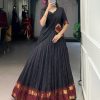 Black Pure Chanderi Zari Work Lehenga Choli