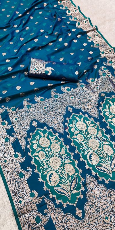 Blue Banarasi Lace Zari Work Saree