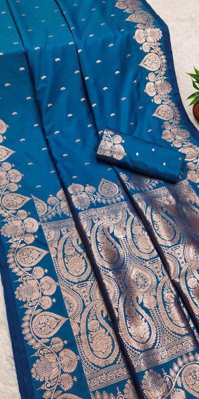 Blue Banarasi Silk Zari Work Saree