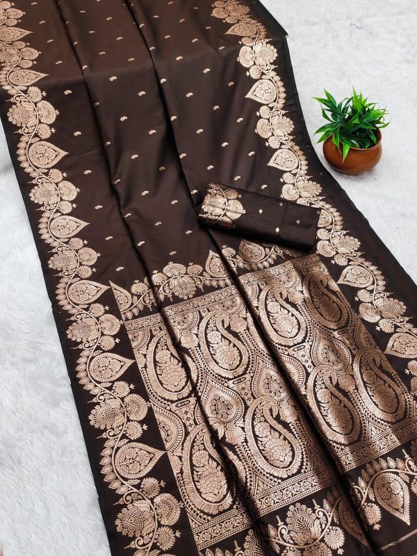 Brown Banarasi Silk Zari Work Saree