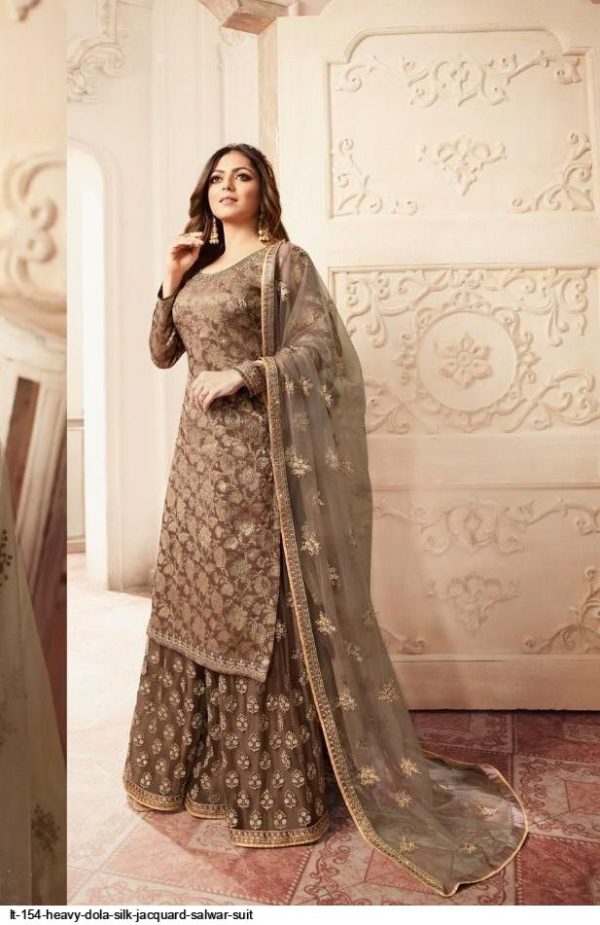 FC L.t 5401 Brown Color Jacquard Silk Georgette Diamond Sharara Suit Wedding, Party, Festive Expected Delivery 4-6 Working Days  @2999/- | Jump Suits, Salwar suit, Designer Suits, Casual Suits, Creative suits, Palazzo Suits, Party Wear Suits, Patiala Suits, Straight Suits