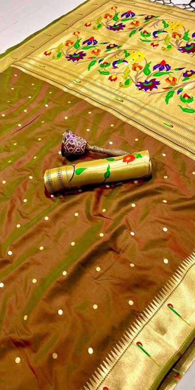 Brown Pure Banarasi Silk Zari Work Saree