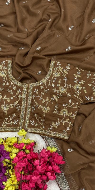 AC MAGIC CIRCLE Brown Soft Organza Saree Perfect for Wedding, Party, Haldi, Festival Celebrations, Diwali – . Grab it for ₹2099. Delivery 4-6 Working Days | Sarees, Bollywood Sarees, Creative Sarees, Designer Sarees, Embroidered Sarees, Ethnic Saree, Modern Digital sarees, Party Wear Sarees