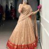 Cream Pure Chanderi Zari Work Lehenga Choli