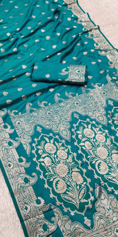 Firozi Banarasi Lace Zari Work Saree