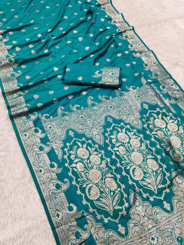 Firozi Banarasi Lace Zari Work Saree