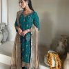 Firozi Faux Georgette Sequence Moti Work Salwar Suit