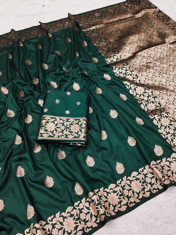 Green Banarasi Silk Lace Zari Work Saree