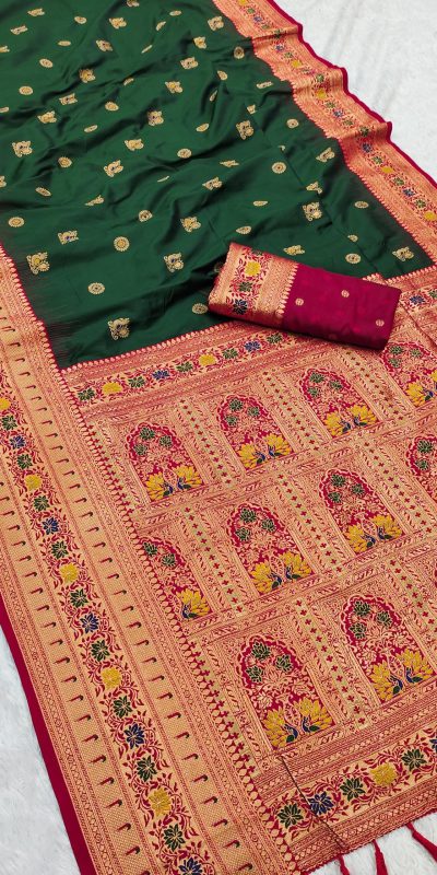 Green Banarasi Silk Zari Work Saree
