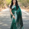 Green Lichi Silk Border Lace Work Saree