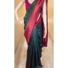 Green Lichi Silk Jacquard Border Lace Work Saree