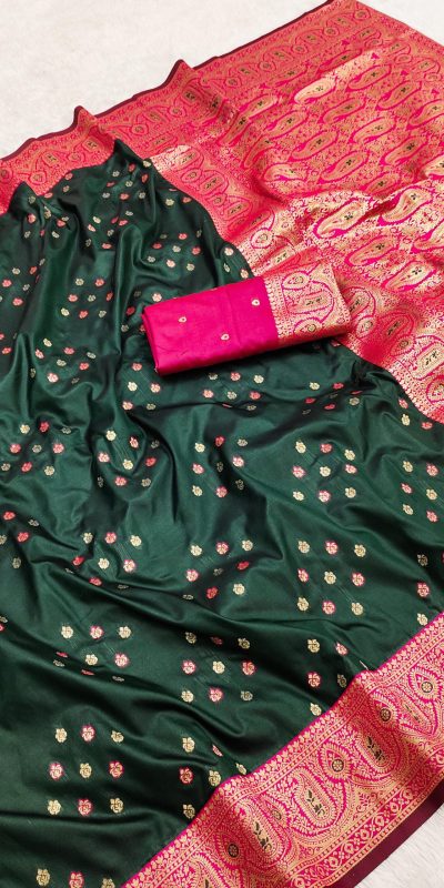 Green Rich Banarasi Silk Zari Lace Work Saree