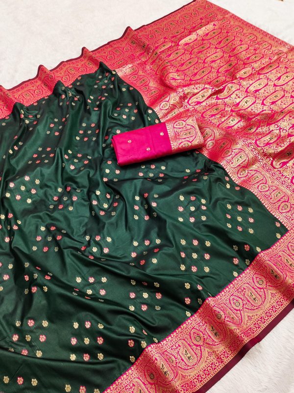 Green Rich Banarasi Silk Zari Lace Work Saree