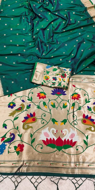 Green Silk Zari Lace Work Saree