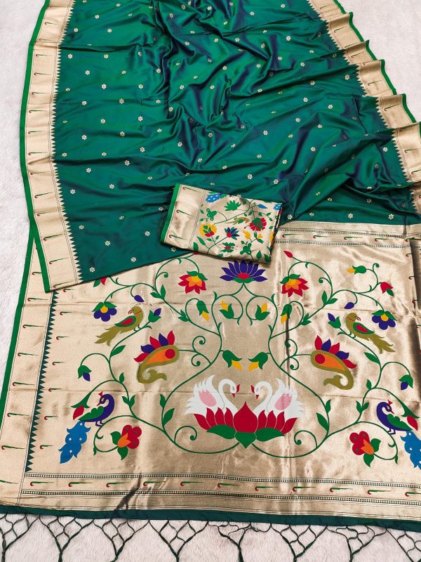 Green Silk Zari Lace Work Saree