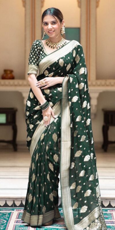 KPR 190 Green Soft Lichi Silk Jacquard Work Saree with Designer Work Wedding, Party, Festive, Events, Deal ₹1399. Delivery 4-6 Working Days. Shop now. | Sarees, Bollywood Sarees, Creative Sarees, Designer Sarees, Embroidered Sarees, Ethnic Saree, Modern Digital sarees, Party Wear Sarees