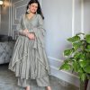 AD 152 Grey Color Pure Chinon Silk Embroidery Gown Fancy Full Sleeve Wedding, Party, Festive, Events Etc. Expected Delivery  4-6 Working Days @1799/ | Jump Suits, Salwar suit, Designer Suits, Casual Suits, Creative suits, Palazzo Suits, Party Wear Suits, Patiala Suits, Straight Suits