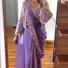 ST 1074 Lavender Color Chinon Saree with Embroidery Work & Lace Work. Best Price ₹2399. Delivery 4-6 Working Days. Shop now. | Sarees, Bollywood Sarees, Creative Sarees, Designer Sarees, Embroidered Sarees, Ethnic Saree, Modern Digital sarees, Party Wear Sarees