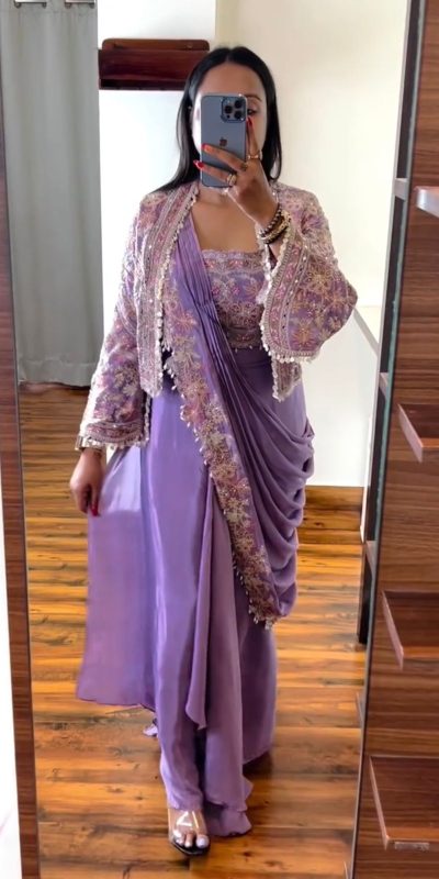 ST 1074 Lavender Color Chinon Saree with Embroidery Work & Lace Work. Best Price ₹2399. Delivery 4-6 Working Days. Shop now. | Sarees, Bollywood Sarees, Creative Sarees, Designer Sarees, Embroidered Sarees, Ethnic Saree, Modern Digital sarees, Party Wear Sarees