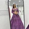 Lavender Chinon Thread Embroidery Lehenga Choli